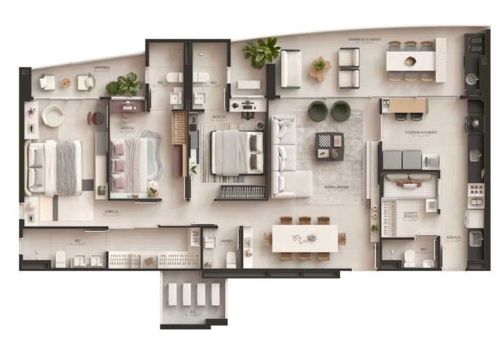 Planta Apartamento Norte 146,82 m²