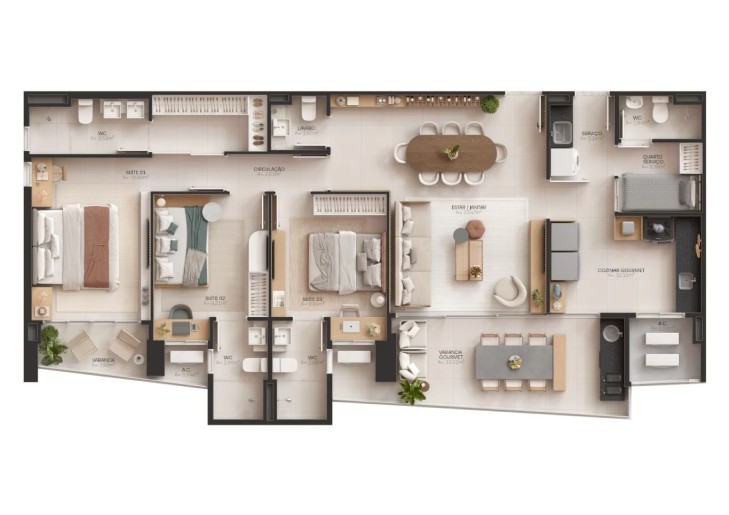 Planta Apartamento Sul 125,00 m²